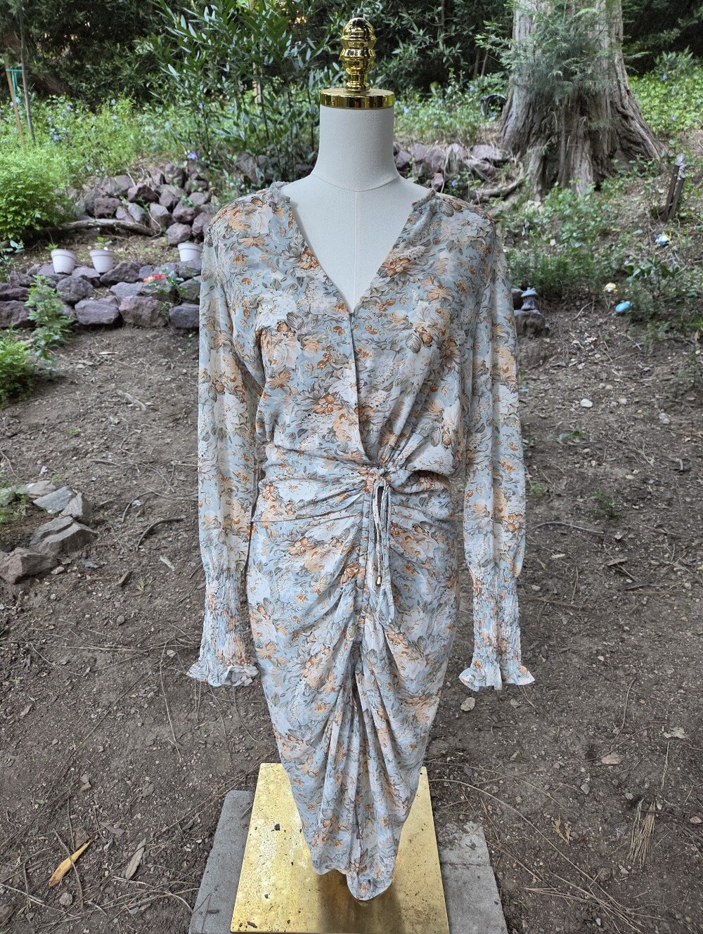 Lilyful Multicolor Floral‎ Ruched Wrap Dress Size Small